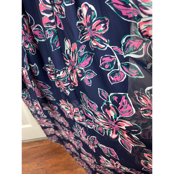 New Look Chiffon Long Sleeve Blue Floral Maxi Dress Size Medium Bohemian - Picture 5 of 10